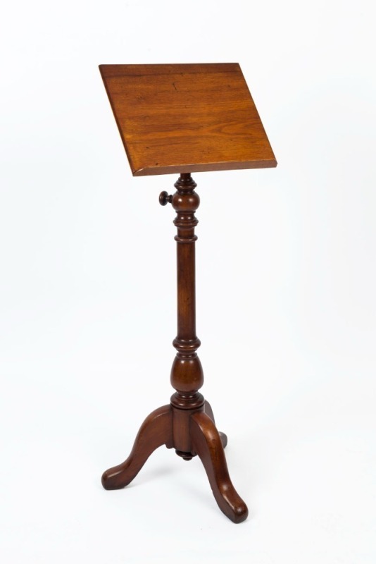 An antique Australian solid cedar music stand with adjustable post, 19th century, 125cm high