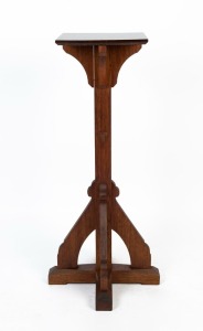An Australian gothic Tasmanian oak pedestal, early 20th century, 103cm high, 33cm wide, 33cm deep