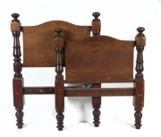 Antique Colonial Australian bedends, cedar and blackwood, with original rails, Tasmanian origin, mid 19th century, 126cm high, 96cm wide, 211cm long