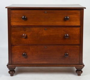 An Australian cedar three drawer chest, 19th century, ​​​​​​​95cm high, 104cm wide, 50cm deep