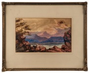 Artist Unknown, (Tropical Lake scene), watercolour, initialled "R.N.R." and dated 1873 lower right, 19 x 30.5cm; framed (37 x 45cm). - 2