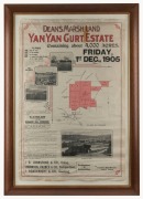 "DEANS MARSH LAND, YAN YAN GURT ESTATE" real estate subdivision advertising poster, framed and mounted, 75 x 50cm, 92 x 64cm overall