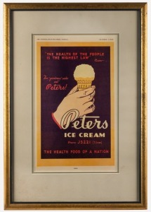 "PETERS ICE CREAM" framed advertising display, ​​​​​​​67 x 46cm overall