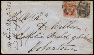 1852 to 1900's range with single and multiple frankings. Earlier covers incl. 1852 cover to Dr. Wilson 1st Catholic Bishop of Hobart. Group of advertising covers incl.1910 illustrated cover for 'Banana Plantations. Fiji' and 1911 cover 'Kwong Sang & Co.' 