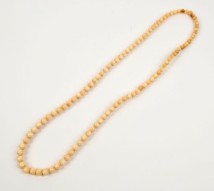 A whalebone graduated antique bead necklace, 19th century, 84cm long