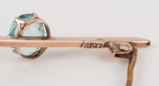 An antique 9ct gold and blue topaz bar brooch, circa 1900, 4.7cm wide, 1.7 grams - 2