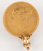 An 1883 half sovereign (22ct), with antique 15ct gold loop mount, 2.6cm high overall, 4.9 grams total - 2