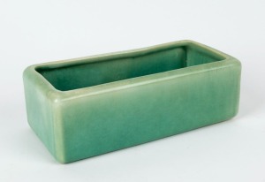 MELROSE WARE pottery trough with green glaze, stamped "Melrose Ware, Australian", 7.5cm high, 22cm wide