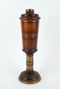 An unusual eucalyptus and brass urn and cover, 19th century, 46cm high