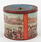 "THE WINNER" novelty horse racing biscuit tin by PEAK FREAN, mid 20th century, ​​​​​​​14cm high, 17cm diameter - 2