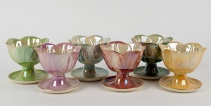 WEMBLEY WARE set of six lustre ware bowls, impressed "WEMBLEY" on the bases, ​​​​​​​9.5cm high