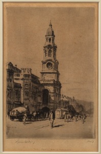 LIONEL LINDSAY (1874-1961), The Town Hall, Adelaide, engraving, signed lower left "Lionel Lindsay", 19 x 12cm, 36 x 26cm overall