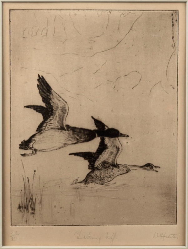 WILLIAM HUNTER SENIOR (Australian), Taking Off, engraving, 20/25, signed and titled in the lower margin, 19 x 14cm, 36 x 29cm overall