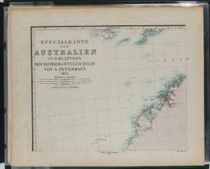 AUGUST PETERMANN, "Specialkarte von Australien in 9 Blattern. Nach originalen & Officiellen Quellen von A. Peterman 1875", Lithograph in colour; nine sheets, each 40 x 48cm. [Gotha : Justus Perthes, 1875].