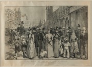 "THE BLOCK" In Collins Street Melbourne, 1890 supplement from The London Illustrated News (later framing), ​​​​​​​68 x 79cm overall - 2