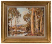 ANDREW PARK (working 1940s to 1960s), Gums By The River, oil on board,  signed lower right "Andrew Park", 39 x 49cm, ​​​​​​​55 x 66cm overall - 2