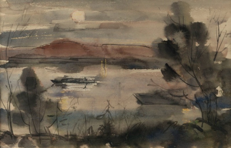 ALAN MCINTYRE (1913-2002), Tasmania Landscape, watercolour, signed and titled verso, 25 x 39cm, 53 x 68cm overall