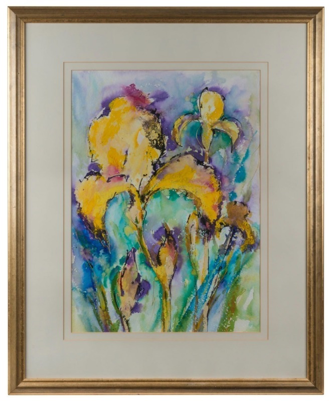 JENNY NEWBOUND, (Iris), watercolour, signed lower centre "J. Newbound", ​​​​​​​69 x 48cm, 103 x 82cm overall