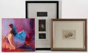 ARTISTS UNKNOWN, Three assorted artworks, ​​​​​​​the largest framed 46 x 32cm overall