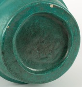 ARTIST UNKNOWN turquoise glazed pottery vase with applied decoration, incised "B.J.B. 7/11/38", ​​​​​​​26cm high - 2