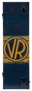 VIC RAIL locomotive door, blue painted steel, mid 20th century, 152cm high, 46cm wide