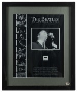 THE BEATLES IN AUSTRALIA 1964: - Original film Frames: Three displays, each with an original 16mm film frame, and an enlarged print of image: 'John Lennon During the Beatles First Australian Press Conference at the Sheraton Motor Hotel Sydney 11 June 1964 - 3