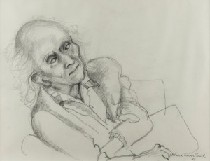 PATRICIA TURNER SMITH (1941 - ), portrait of Lloyd Rees, pencil, signed lower right "Patricia Turner Smith, '89", ​​​​​​​27 x 36cm, 44 x 51cm overall