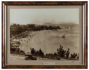 "SANDY BAY BEACH, circa 1920s" black and white facsimile photograph from an original by Beattie, ​​​​​​​39 x 49cm overall