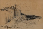 HAROLD BROCKLEBANK HERBERT (1892-1945), The Citadel Villefranche, pencil sketch, signed and titled lower left, 14 x 22cm, 35 x 42cm overall