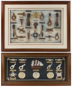 Two framed sailor's knot displays, late 20th century, ​​​​​​​the larger 44 x 60cm