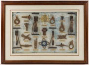 Two framed sailor's knot displays, late 20th century, ​​​​​​​the larger 44 x 60cm - 2