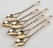 MILDRED CREED set of six Australian silver teaspoons, stamped "CREED, S.S.", ​​​​​​​10.5cm long, 55 grams total