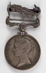 CAMPAIGN MEDAL: Crimea Medal 1854, awarded to W. ASHTON 1st B.R.B. with clasp for SEBASTAPOL.