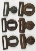 BELT BUCKLE COMPONENTS, unfinished cast brass prototypes, 19th century ( 6 pieces), ​​​​​​​the largest 7cm wide