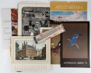 An accumulation of small format posters, prints, ephemera, etc., all contained in a folio. Noted several aviation-related items.