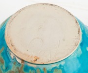 MICHAEL PUGH blue glazed pottery vase with turtle motif, incised "M. Pugh", ​​​​​​​30cm high, 33cm wide - 2