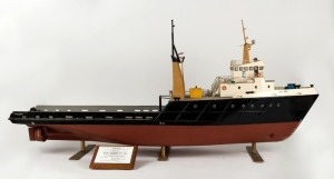 "LADY GAY" scratch-built model boat, circa 1970s, with specs plaque, 122cm long