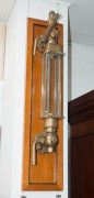 A pair of steamship valve gas lights with glass shades, mounted on boards, (electrified), 19th/20th century, ​​​​​​​89cm high - 2