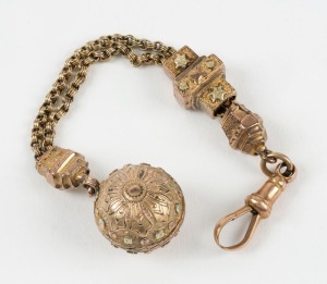 An antique Albertina fob chain in two tone 15ct rose and green gold, 19th century, 12.5cm long, 12.2 grams