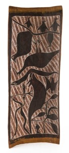 ARTIST UNKNOWN, (birds and snakes), earth pigments on bark, ​​​​​​​27 x 73cm