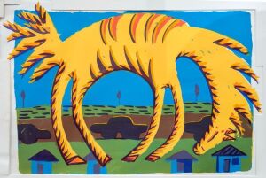 DEBORAH HALPERN (b.1957) Wild Horse, colour screenprint, 1990, numbered 33/60, titled, signed and dated lower right in pencil, 69 x 102cm.