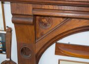 An impressive Colonial Pugin gothic fire surround made from thick slabs of cedar inset with huon pine carved panel, Tasmanian origin, circa 1840s, ​130cm high, 191cm wide, 28.5cm deep - 7