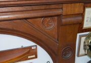 An impressive Colonial Pugin gothic fire surround made from thick slabs of cedar inset with huon pine carved panel, Tasmanian origin, circa 1840s, ​130cm high, 191cm wide, 28.5cm deep - 8