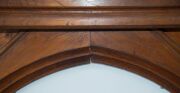 An impressive Colonial Pugin gothic fire surround made from thick slabs of cedar inset with huon pine carved panel, Tasmanian origin, circa 1840s, ​130cm high, 191cm wide, 28.5cm deep - 11