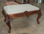 An antique Australian blackwood footstool with ornately carved French style cabriole legs, Melbourne origin, circa 1860, ​​​​​​​40cm high, 70cm wide, 51cm wide - 2