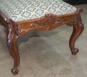 An antique Australian blackwood footstool with ornately carved French style cabriole legs, Melbourne origin, circa 1860, ​​​​​​​40cm high, 70cm wide, 51cm wide - 4