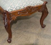 An antique Australian blackwood footstool with ornately carved French style cabriole legs, Melbourne origin, circa 1860, ​​​​​​​40cm high, 70cm wide, 51cm wide - 6