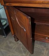 A Colonial Australian cedar bookcase with shield panel doors and turned columns, mid 19th century, 237cm high, 144cm wide, 54cm deep - 19