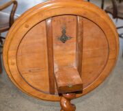 ANTON SEUFFERT (1815-1887) New Zealand, fine and rare tilt-top wine table with mottled Kauri tapering barley twist stem and three scroll legs, radiating starburst marquetry top with lozenge parquetry ground, inlaid with numerous native timbers, circa 1870 - 6