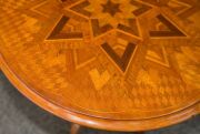 ANTON SEUFFERT (1815-1887) New Zealand, fine and rare tilt-top wine table with mottled Kauri tapering barley twist stem and three scroll legs, radiating starburst marquetry top with lozenge parquetry ground, inlaid with numerous native timbers, circa 1870 - 10